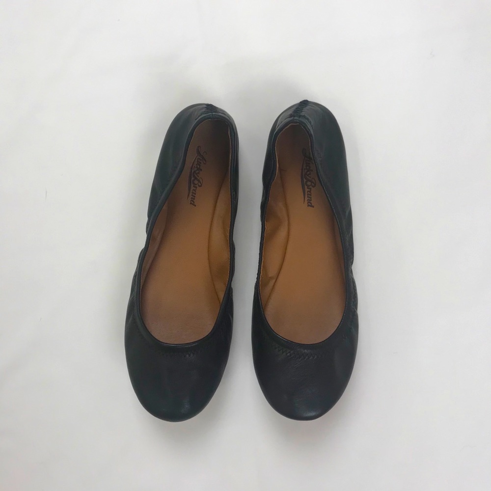 Lucky Brand Emmie black leather flats, women